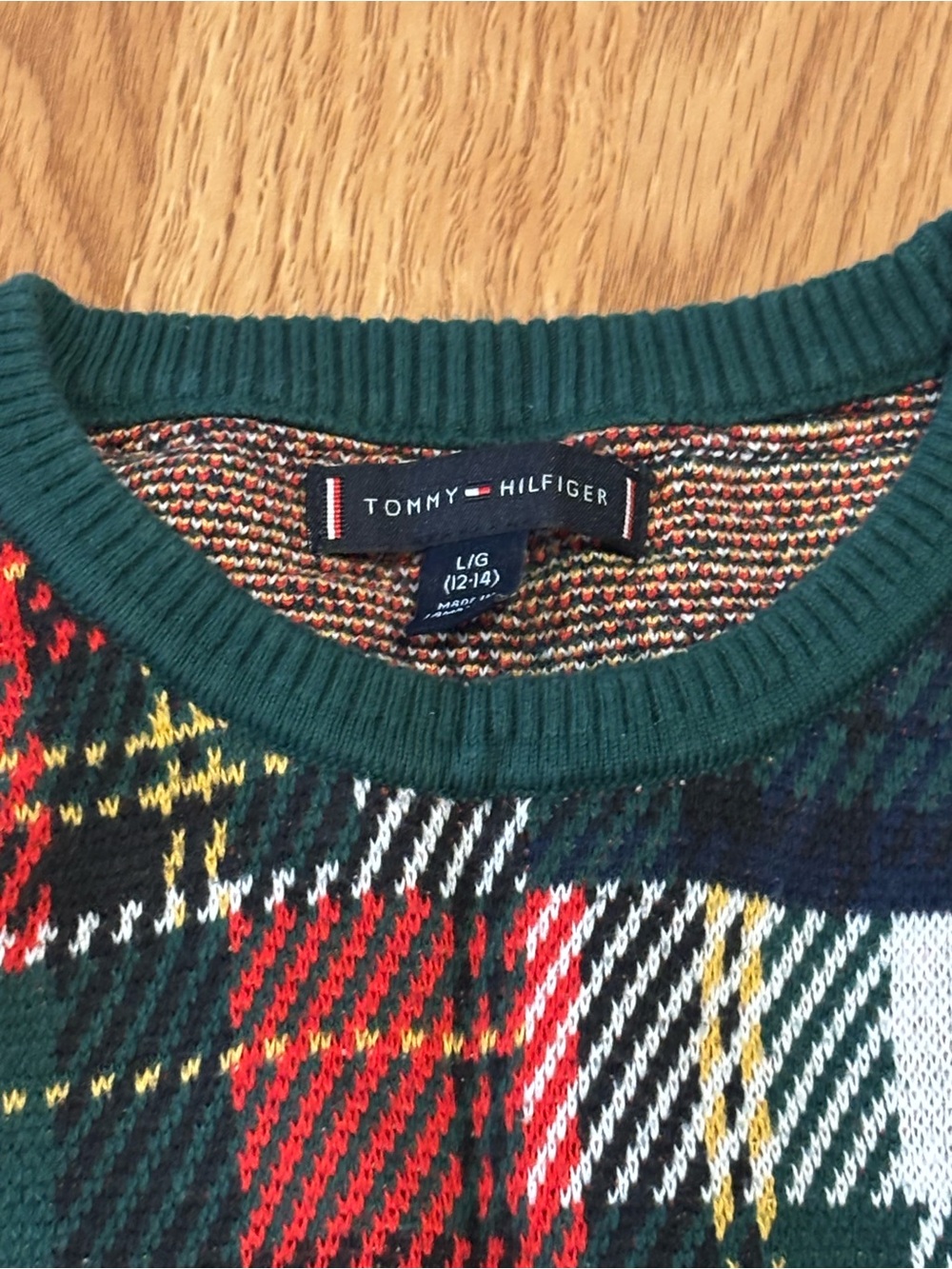Tommy Hilfiger Forest Green Plaid Crewneck Sweater